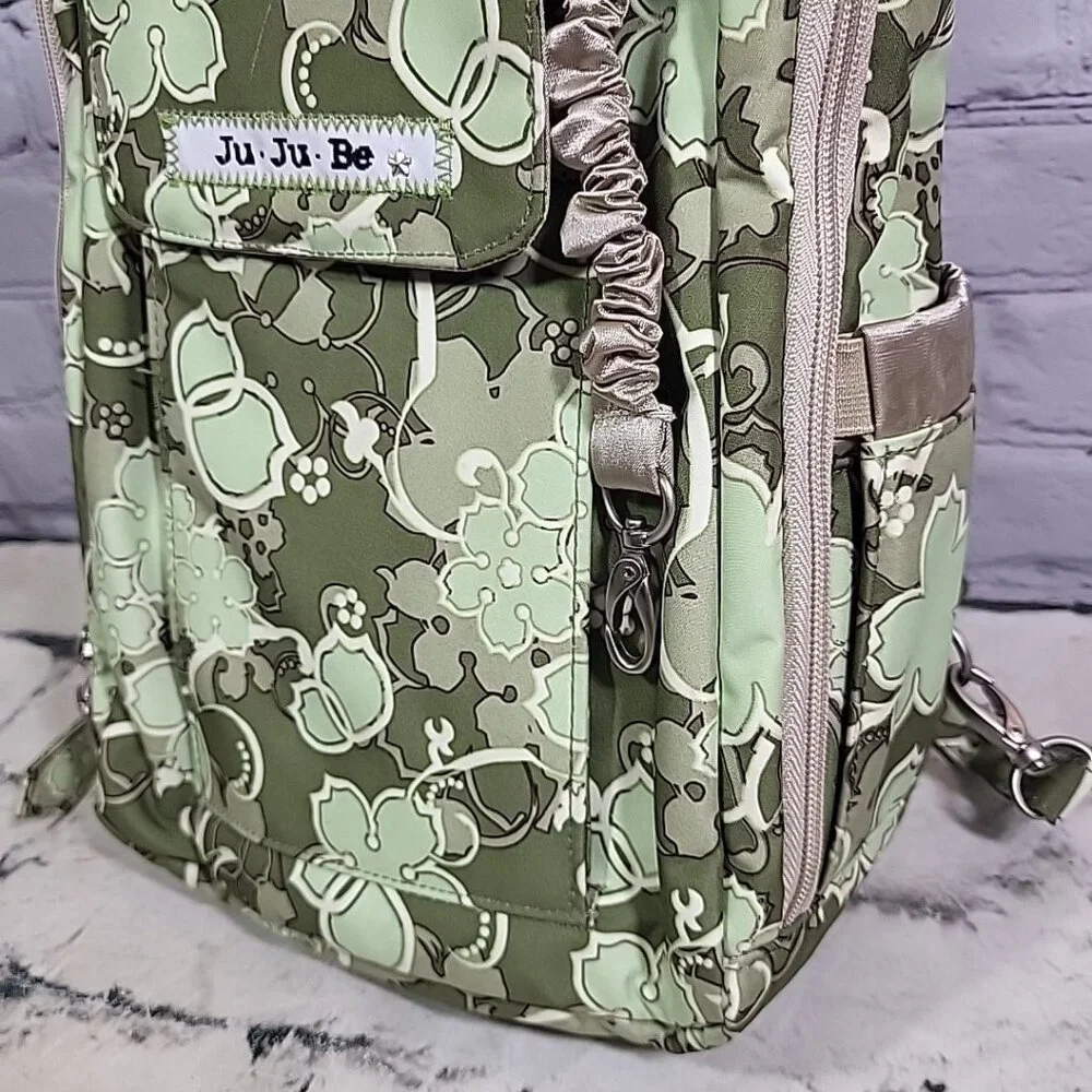Ju-Ju-Be PackaBe‎ Diaper Bag Backpack Mint Julep Green Print Multi-Pocket